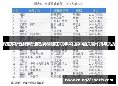 深度解析足球俱乐部财务管理在可持续发展中的关键作用与挑战