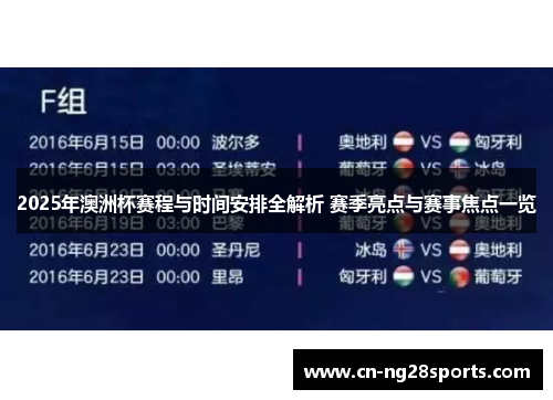 2025年澳洲杯赛程与时间安排全解析 赛季亮点与赛事焦点一览