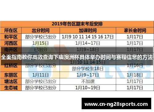 全面指南教你高效查询下庙澳洲杯具体举办时间与赛程信息的方法