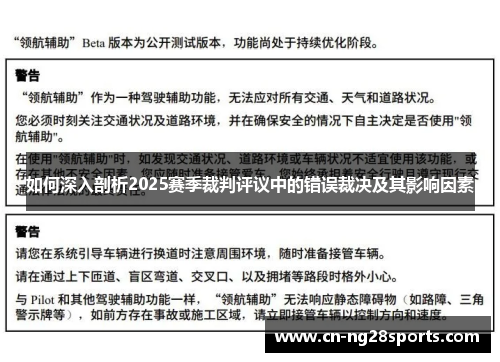 如何深入剖析2025赛季裁判评议中的错误裁决及其影响因素